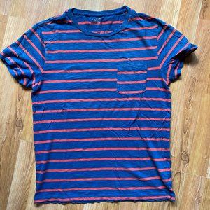 J.Crew Navy and Red Striped Pocket T-shirt sz S